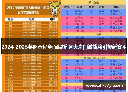 2024-2025英超赛程全面解析 各大豪门激战将引爆新赛季